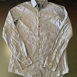 jf j.ferrar Men's Charcoal Button-Down Shirt